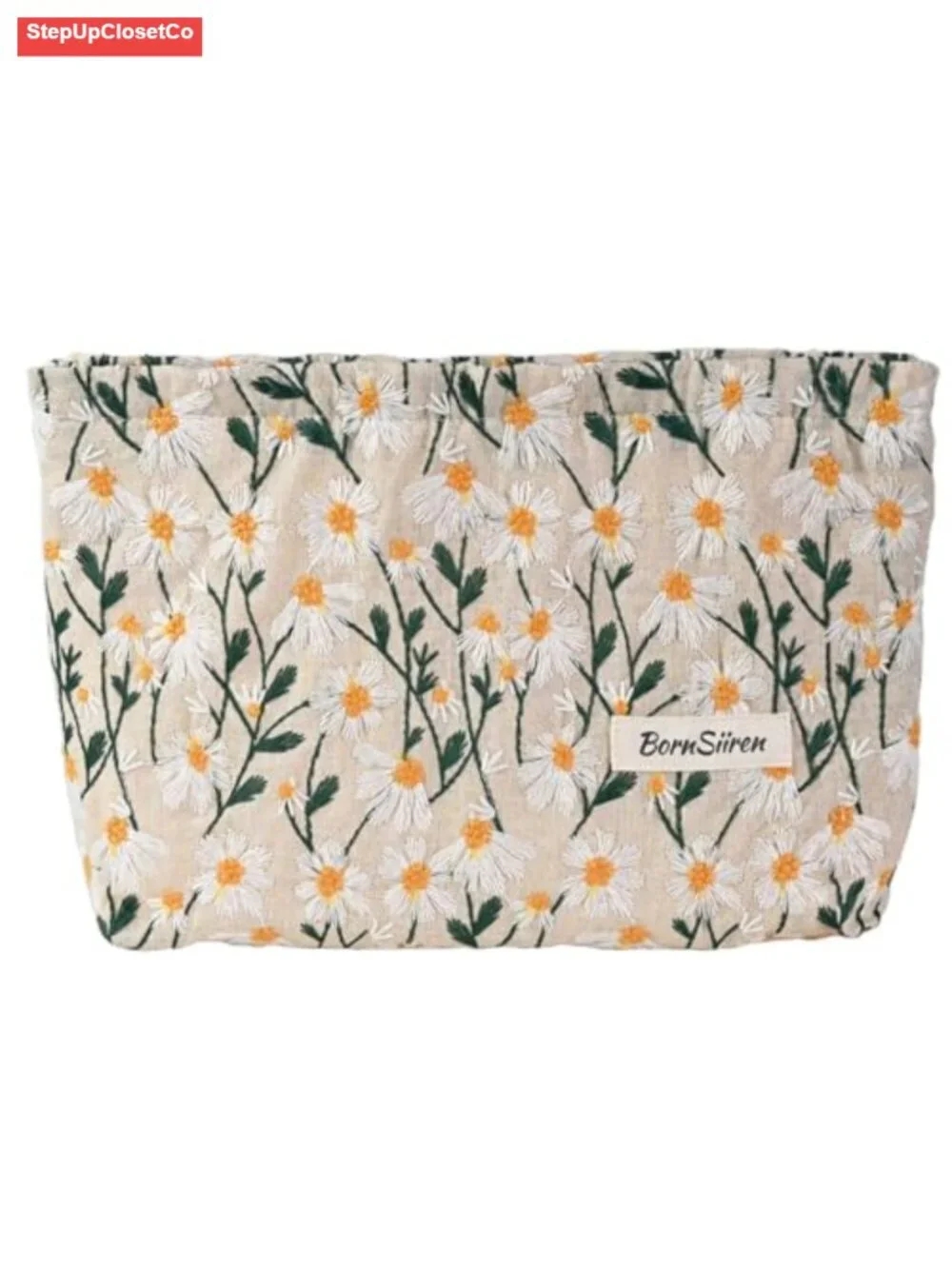 Large Floral Cosmetic Bag for Women, Toiletry Travel Organizer Pouch, Zippered
